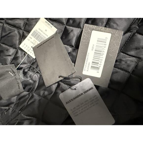 Alexander Wang Jacket Mens Medium Black Leather Asymmetric Knit Cuffs 603417F11 - Picture 9 of 16